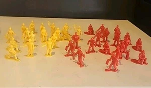 Vintage Tim Mee Toys Plastic Yellow And Red Firefighters Firemen Lot of 30+ - Picture 1 of 7