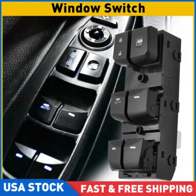 Interruptor de ventana de puerta principal del conductor izquierdo negro automático para Hyundai Elantra 2014-2016 Foto 1 de 4