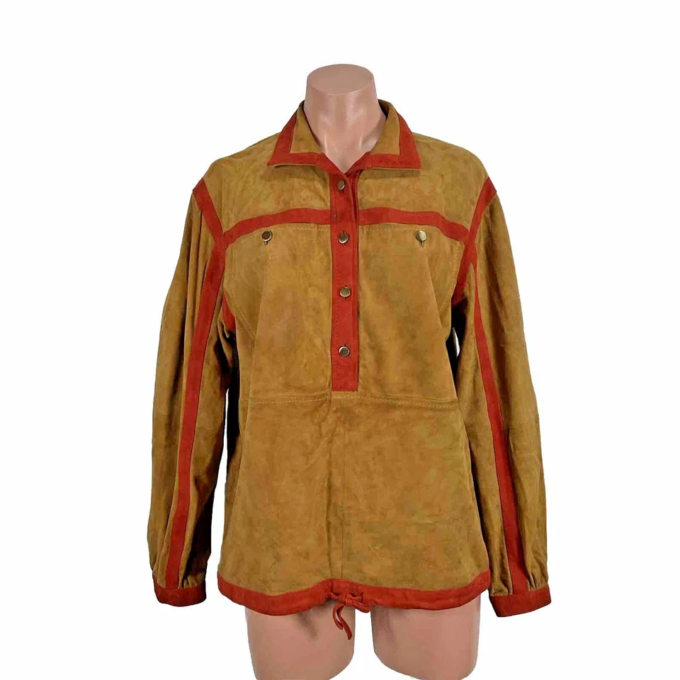60’s Bonnie Cashin Gropper Brown Red Suede Pullover MOD Leather Jacket Coat L - Image 1 of 4