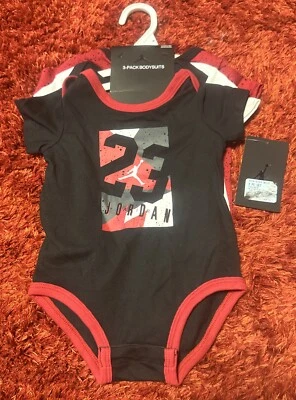 NWT NIKE AIR JORDAN Baby Boy 3 Piece Bodysuit Set Sizes 9M - Image 1 of 4