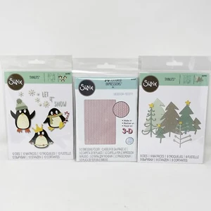 Sizzix Thinlits Bundle Winter Christmas Cutting Dies Knitted, Penguin Pals NEW - Picture 1 of 4