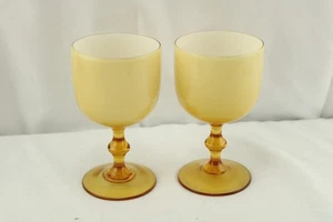 Vintage Carlo Moretti Cased Glass Stem 5 3/4" Butterscotch Amber MCM Mid Century - Picture 1 of 4