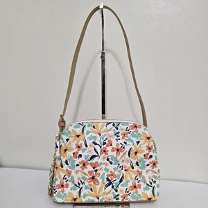 NANETTE LEPORE Floral Cottagecore Dome Shaped Crossbody Shoulder Bag White Tan - Picture 1 of 20