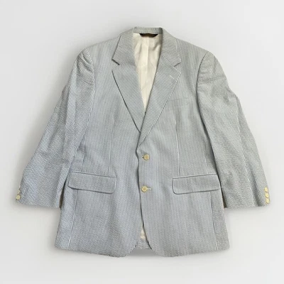 Vintage Brooks Brothers Seersucker Sport Coat Blazer Cotton 42R 100% Cotton Blue - Image 1 of 4