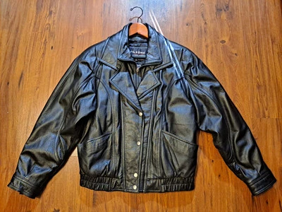 Chaqueta de motociclista forrada con cremallera negra de cuero Wilson para mujer XS USADA EN EXCELENTE ESTADO Foto 1 de 4