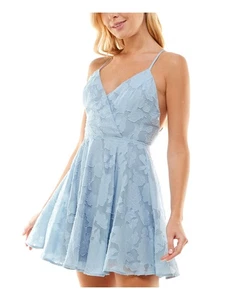 TRIXXI Womens Blue Adjustable Straps Lined Spaghetti Strap Mini Dress XL - Picture 1 of 11