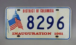 1961 Washington DC JFK Kennedy Inaugural Inauguration Parade License Plate - Picture 1 of 3