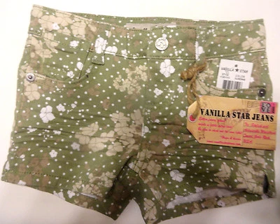 Girl's Vanilla Star Olive Green Floral Polka Dot Shorts Sizes 4,5,6,6X,10,12,16 - Image 1 of 2
