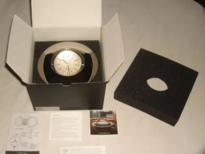 NIB PHILIPPI SCROLL DESK CLOCK/PHOTO DISPLAY COMBO POLISHED CHROME - Image 1 of 4