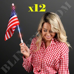 12X BANDERA AMERICANA CON ASTA DE BANDERA INTERMITENTE ILUMINADO *IDEAL PARA DIVERSIÓN DEL 4 DE JULIO* - Imagen 1 de 2