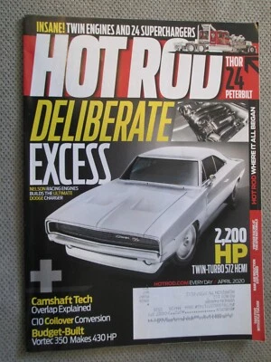 Hot Rod Magazine 2020 April 1968 Charger Thor 24 Peterbilt Cam Shaft Tech - Image 1 of 3