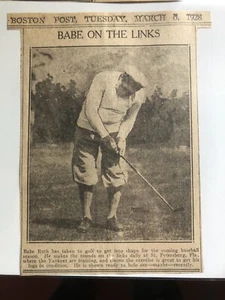 1928 newspaper Photo BABE RUTH - Babe On The Links - Golf For Leg Conditioning! - Picture 1 of 4