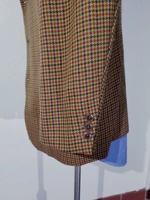 Blazer Chaqueta Abrigo Deportivo SIDI 42R Marrón Rojo Verde Negro Cuadros de Dientes Lana Tweed Foto 1 de 4