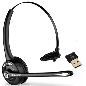 Delton 10X Wireless Noise-Canceling Bluetooth Computer Headset - Black - Picture 1 of 9