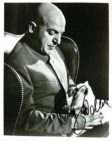 TELLY SAVALAS SIGNED 10-8 RARE JAMES BOND AUTHENT AUTOGRAPH ERNST BLOFELD OHMSS Cover