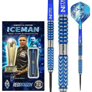 22 GRAM GERWYN PRICE RED DRAGON GLACIER 90% TUNGSTEN STEEL TIP DARTS - Picture 1 of 4
