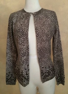 Adrienne Vittadini Sequines lambswool Single Loop Closure Cardigan Sweater Sm - Picture 1 of 8