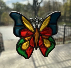 Adorno retro vintage pintado a mano mariposa atrapasol decoración ventana - Imagen 1 de 3