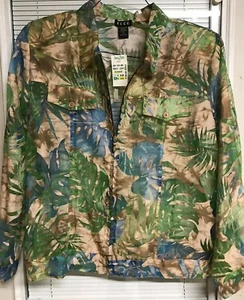 New ELCC Womens Sheer Textured Printed Mocha Trends Zip Front Jacket SIZE 1X - Picture 1 of 10