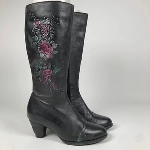 Spring Step L'artiste Gobsmack Womens Size 8 US / 39 Black Leather Roses Boots - Picture 1 of 15