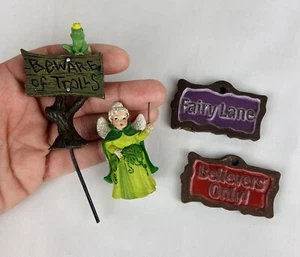 4pc Miniatures Figurines Fairy Garden Fairy God Mother Frog Terra Cotta Signs - Picture 1 of 8