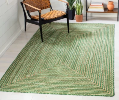 Rugs carpet Jute Cotton Mix Bohemian Area Rug Modern Braided Non Slip Carpet Mat - Image 1 of 4