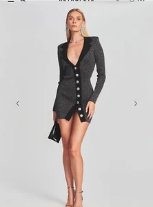 Retrofête MIMI RIB KNIT DRESS  Mettalic/Silver Size Medium - Picture 1 of 12