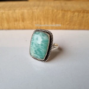 Beautiful Amazonite Gemstone Ring 925 Sterling Silver Designer Boho Ring PG5438 - Picture 1 of 5