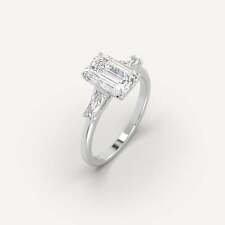 4.4 carat Emerald Cut Engagement Ring | D/VS1 Lab Diamond 950 Platinum