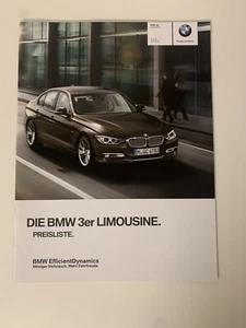 Preisliste Prospekt Werbung BMW 3er Limousine Auto Geschenk Broschüre Heft 2014 - Bild 1 von 8