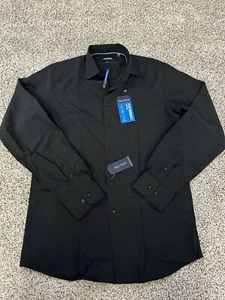 Nautica Mens Black Slim Fit Performance Long Sleeve Button Up size Medium Casual - Picture 1 of 16