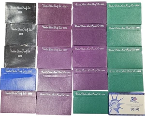 1980-1999 U.S. Mint 20 Proof Sets w/COA -AS IS - Picture 1 of 21