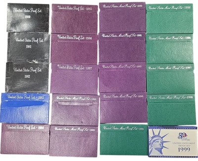 1980-1999 U.S. Mint 20 Proof Sets w/COA -AS IS - Image 1 of 4