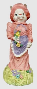 Estatuilla de conejo niña coleccionable de resina vintage con caja de 6" de alto - Imagen 1 de 4