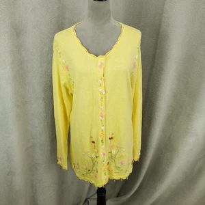 Storybook Strick Cottagecore Strickjacke groß Blumen bestickt zierlich Rüschen - Bild 1 von 10