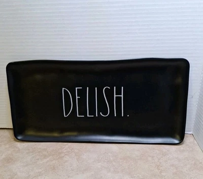 Rae Dunn  Melamine Serving Trays Black Delish. 14x7 By Enchante - Image 1 of 4