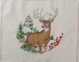 Vintage ~ Cranston ~ "A Wildlife Christmas" ~ "Reh" ~ Baumwollstoff Panel ~ 14"x12" - Bild 1 von 4
