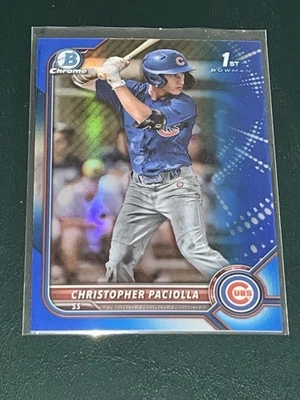 2022 Bowman Draft Chrome Christopher Paciolla BLUE /150 - Image 1 of 2
