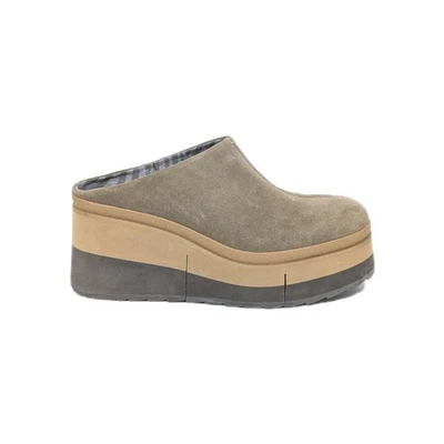 Tamancos de plataforma Naked Feet Coach tamanho 10 sapatos femininos robustos camurça slip on wedge - Imagem 1 de 4