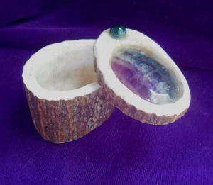 Fluorite Elk Antler Secret Stash Cruelty Free Trinket Case Keepsake Ring Box - Picture 1 of 11