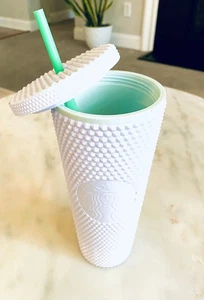Starbucks White Pearl Bling Studded 24 oz Venti Cold Cup Tumbler - Bild 1 von 5