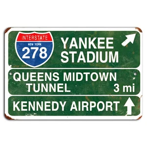 Yankee Stadium Highway Metal Sign Vintage Rustic Stadium Wall Decor - Picture 1 of 1