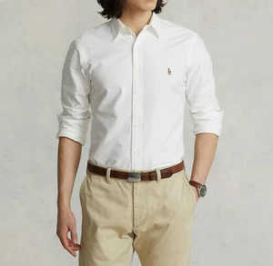 NWT- POLO RALPH LAUREN Mens Slim Fit Oxford Button Down Long Sleeve Shirt- WHITE - Picture 1 of 4