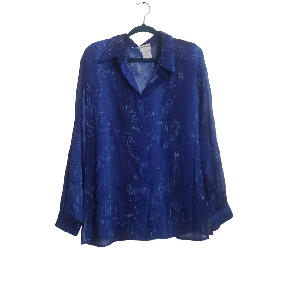 Blusa BonWorth para mujer transparente con botones talla XL Y2K de colección transparente brillante Fairycore Foto 1 de 4