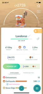 Landorus Lv25 2nd Charge Move! Angemeldet oder Abgemeldet! 30 Tage Freundschaft! - Bild 1 von 1