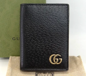 MNT Gucci Card Case Holder 428737 GG Marmont Black Leather w/Box 31210465900 N - Picture 1 of 20