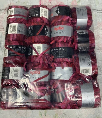 19 Bolas Katia VENECIA Hilo #3207 Berry Divertido CINTA BRILLANTE Y1 Foto 1 de 4