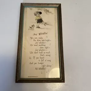 1920er Jahre The Buzza Co Minneapolis mn Junge & Hund Jus' Pfeifen Gedicht Lieddruck Vintage - Bild 1 von 6
