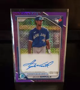 2024 Topps Bowman Chrome BMA-AN Arjun Nimmala 123/199 Purple Refractor Auto - Picture 1 of 2