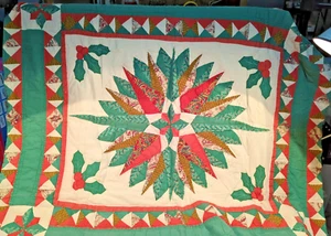 Vintage American Pacific Hand-Quilted Patchwork Throw Christmas Star 50x60 - Picture 1 of 13